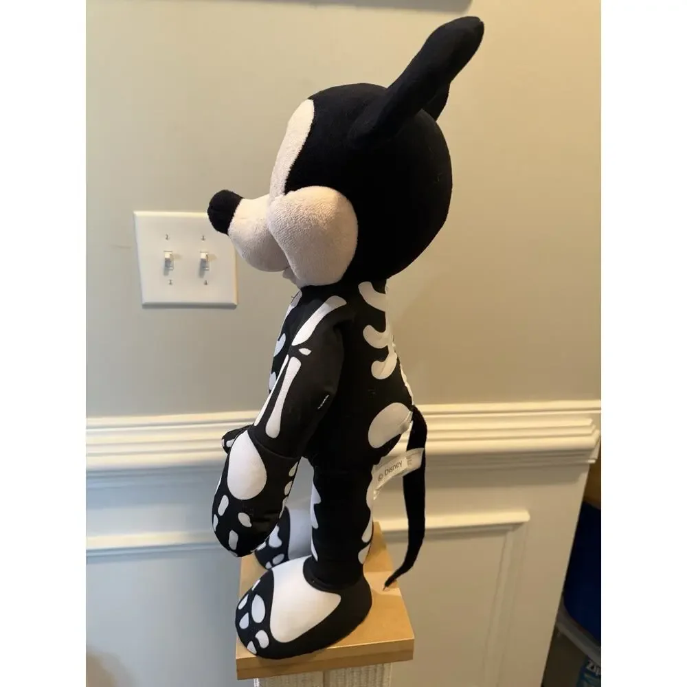 Disney Mickey Mouse Skeleton Halloween Plush 22” Door Greeter Black White